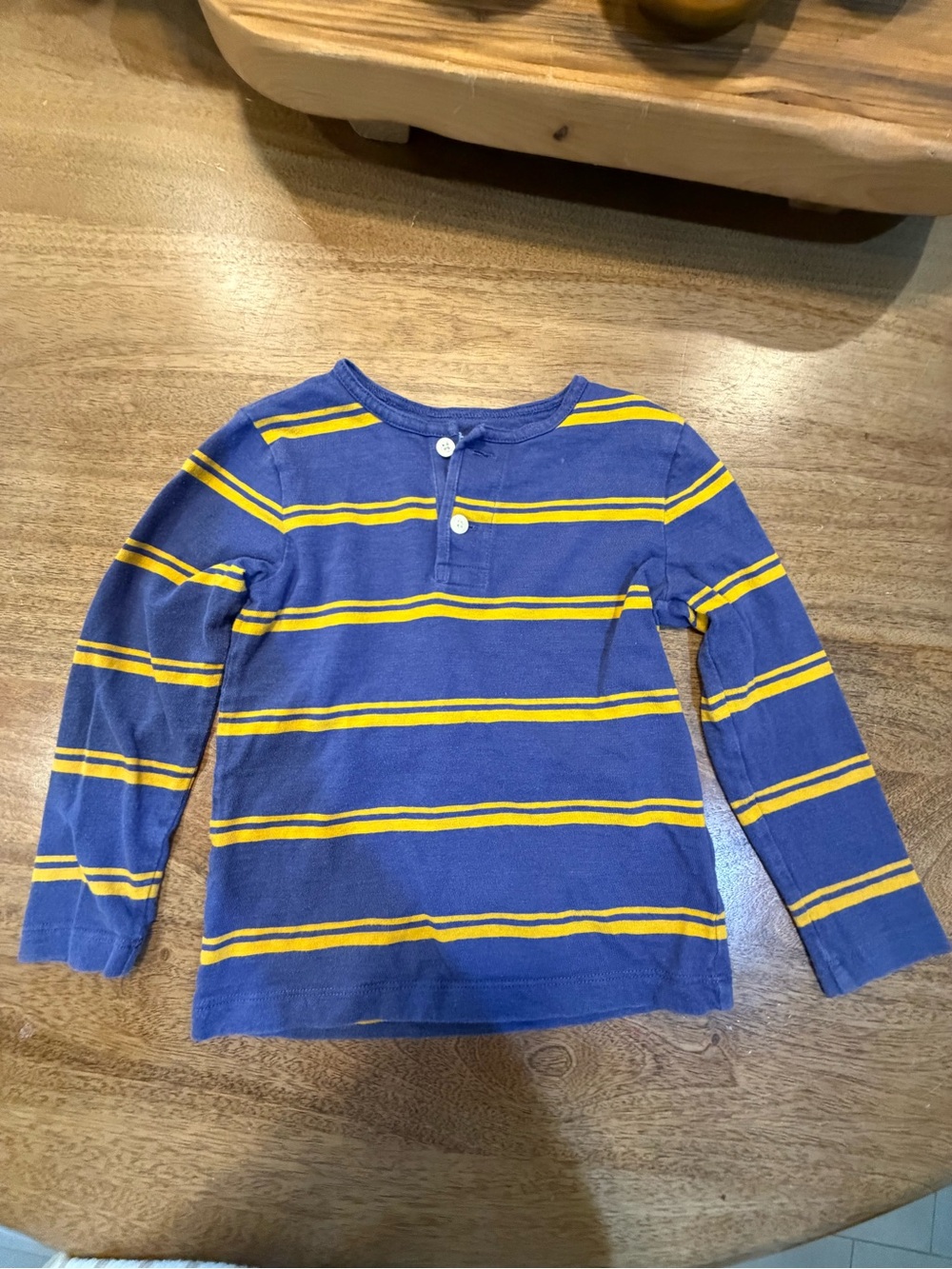 Crewcuts Boys Long-Sleeve Henley Shirt in Blue with Yellow Stripes